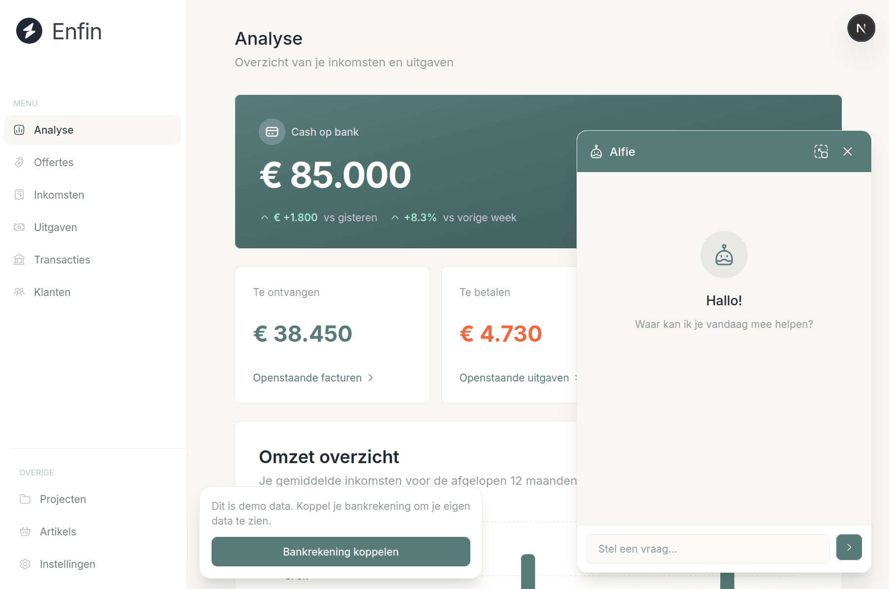 Enfin facturatie app - overzicht van facturen